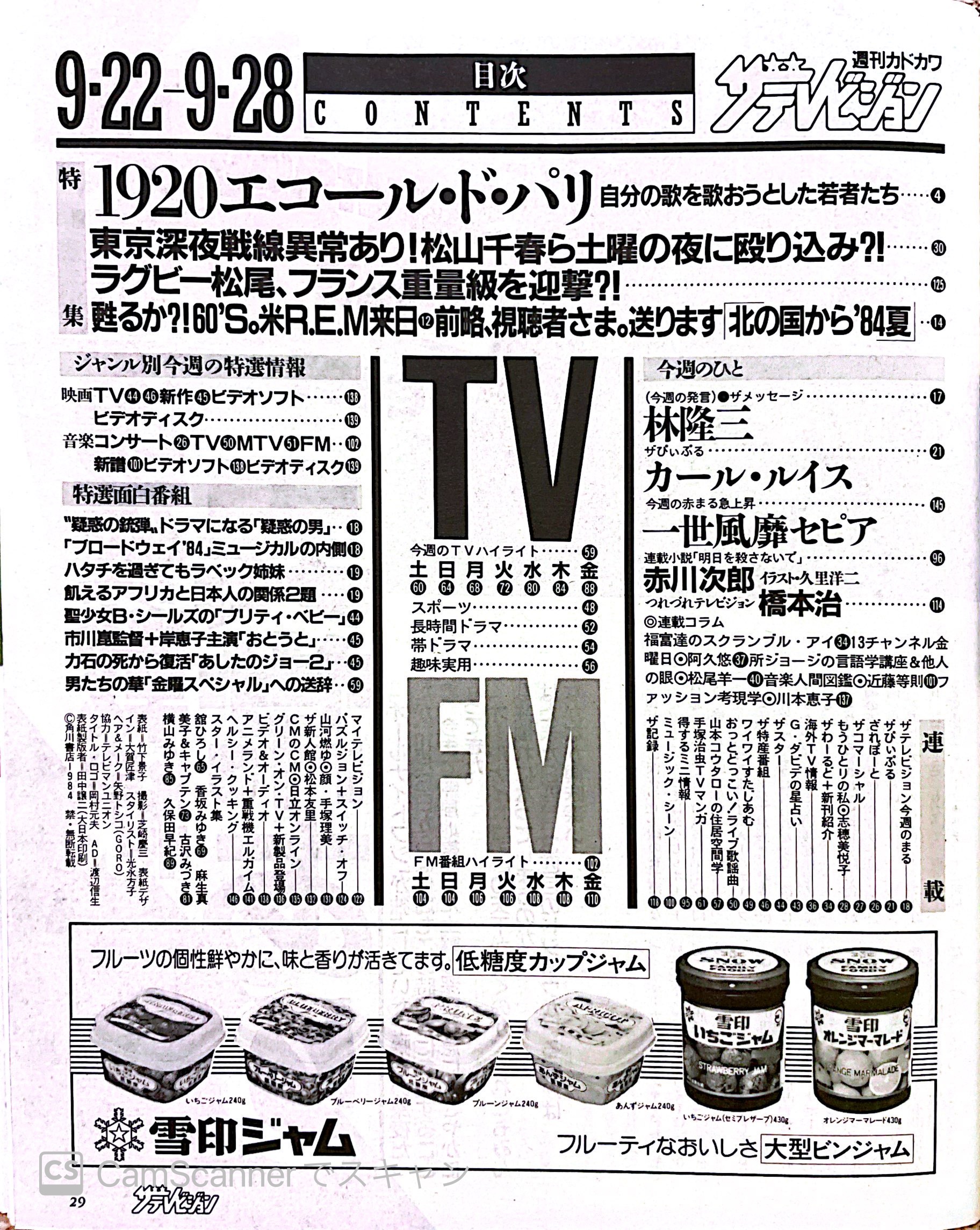 ザテレビジョン1984.9.22→9.28 – 北の国からマニア通信